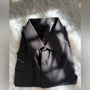 Classic Black Men's Dress Shirt - Tailored Collar